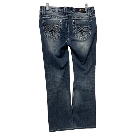 Sugar Factory Size 28”, US 6 Embroidered Medium Blue Bootcut Jeans (retail $299) - Picture 2 of 8